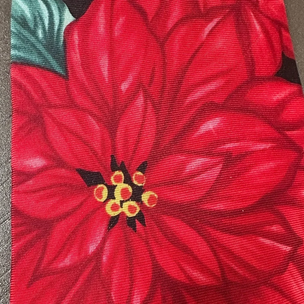 Silk Poinsettia Christmas Necktie Holiday Festive 100% Silk Party Men’s Tie